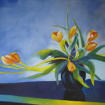 Fresque à fresco vase de tulipes